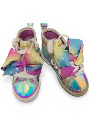 Jojo Siwa Toddler Size 7 OVER THE RAINBOW Metallic Stars Hi Top Sneakers